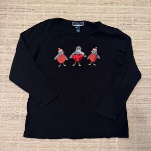 Karen Scott Longsleeve Crewneck Tee Heart Sparkle